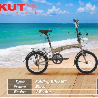 Sepeda Lipat GP 67 16 INCH FAMILY DESTINO KUTA Frame Steel Rem V-Brake Garansi Kredit COD SNI-Gold Black