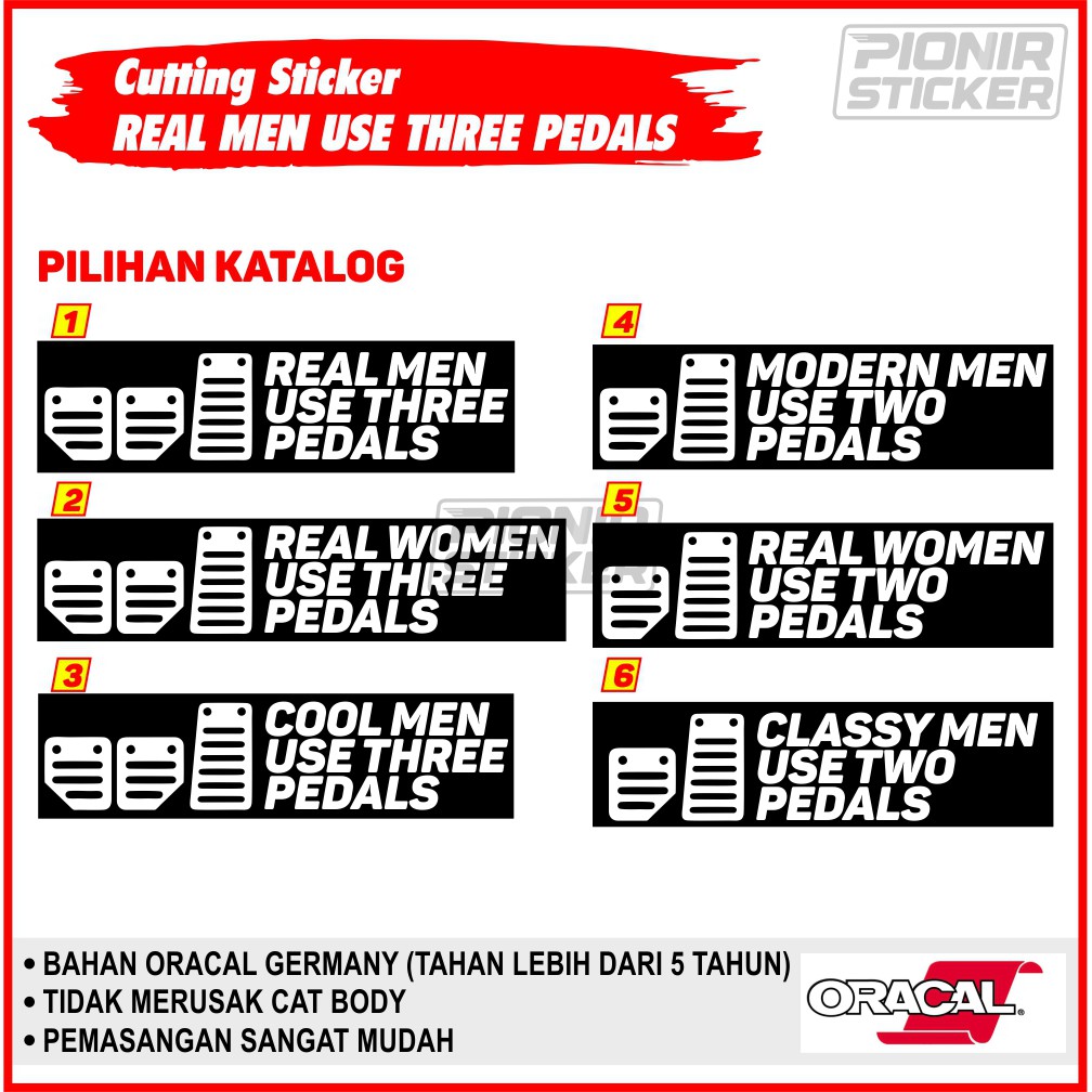 Stiker Mobil Real Men Use Three Pedals Series Cutting Sticker Real Men Use