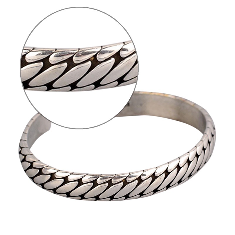 Gelang Tangan Model Terbuka Desain Geometri Oval Gaya Retro Untuk Pria / Wanita