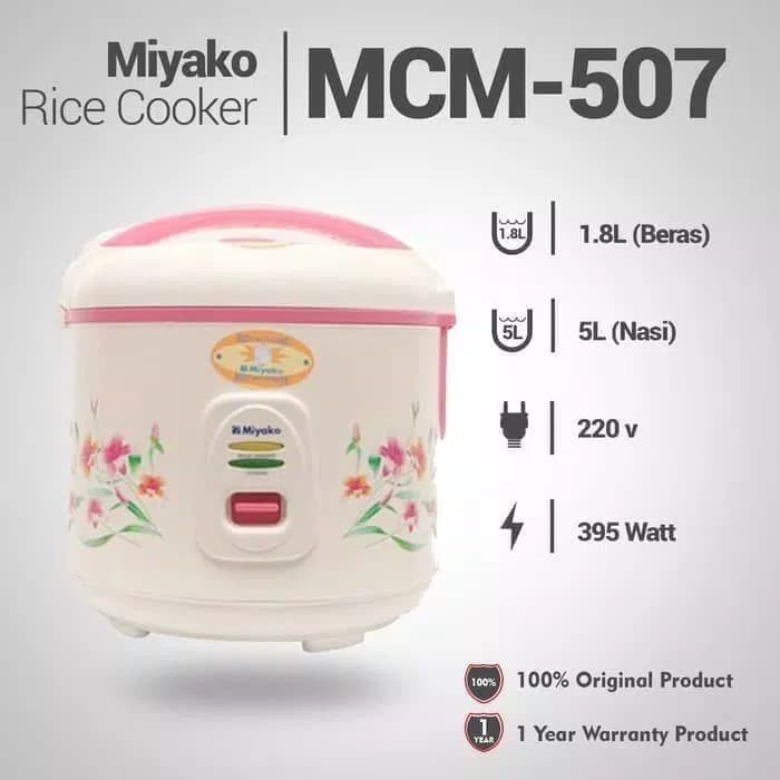 MIYAKO Rice Cooker 1.8 Liter MCM-507/PENANAK NASI MIYAKO 1.8 LITER