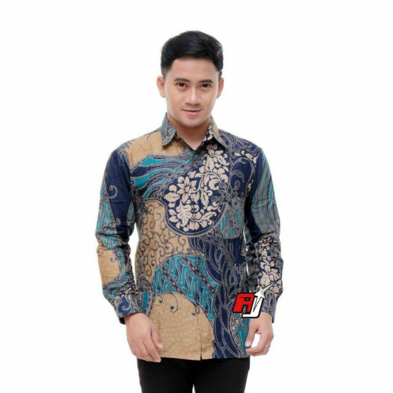 kemeja batik pria modern motif tosca cap murah berkualitas