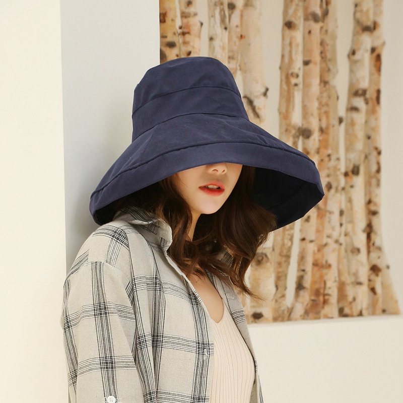 Topi Bucket Musim Panas Gaya Korea Model Sisi Ganda Anti Ultraviolet Untuk Wanita