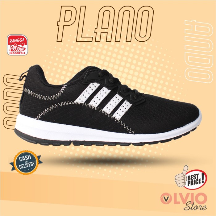 ramas Ando PLANO - Sepatu Sneaker/Sekolah/Santai/Running Wanita Ando Ori - Black/White, 33 mrh