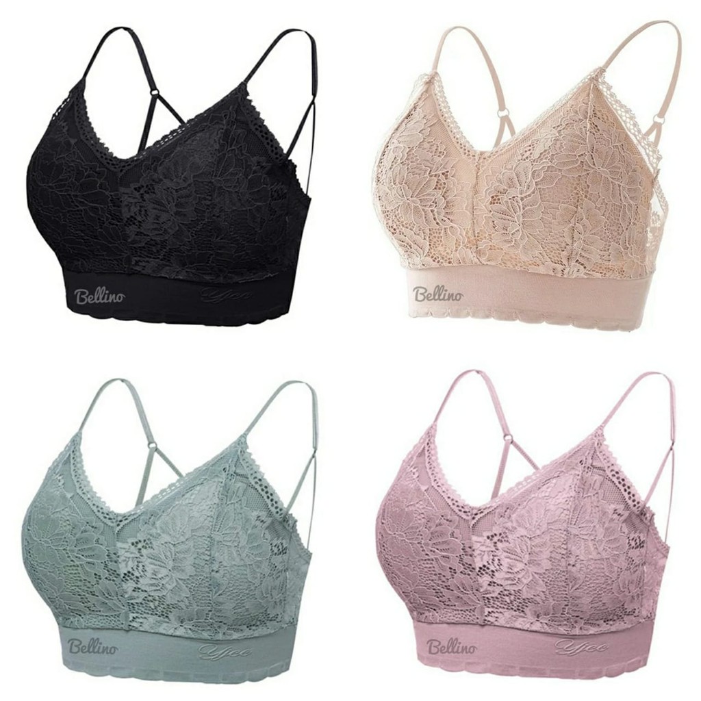 Bralette Lace Renda Pads With Cup Busa Korea Lingerie Sexy Tanpa Kawat Tanpa kait Belakang SYY-3