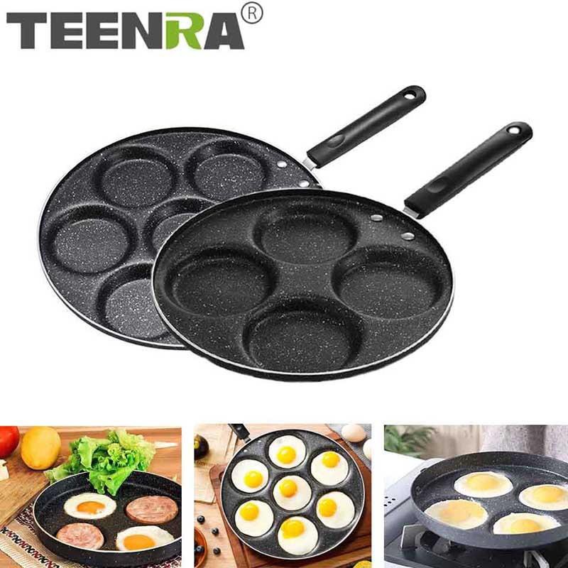 Grab Medan MP TEENRA Teflon Panci Telur Omelet Egg Fyring Pan Non-stick 4 Holes - TW-376 - Blac