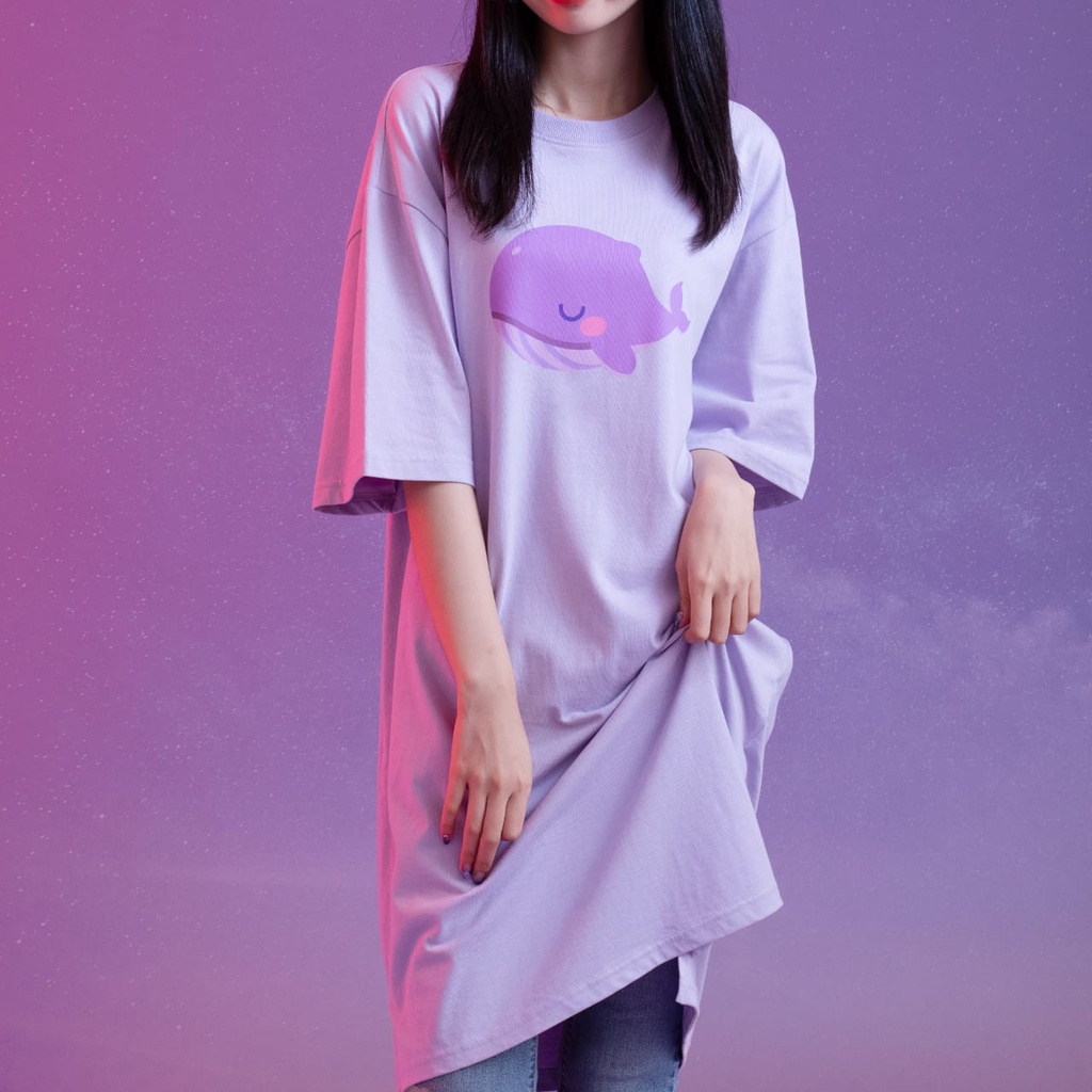 DRESS WHALE BT21 / REAL PICTURE / BAHAN BISA MELAR DAN ADEM / REAL PIC