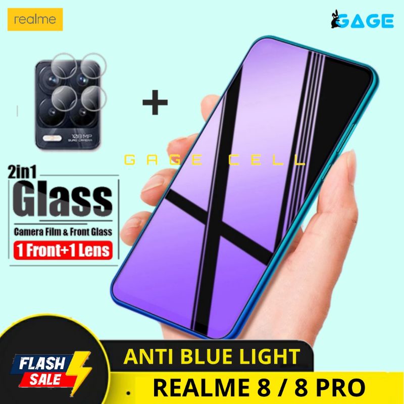 2in1 TEMPERED GLASS TG ANTI BLUE LIGHT FULL LAYAR KAMERA REALME 8 PRO 8PRO SCREEN PROTECTOR