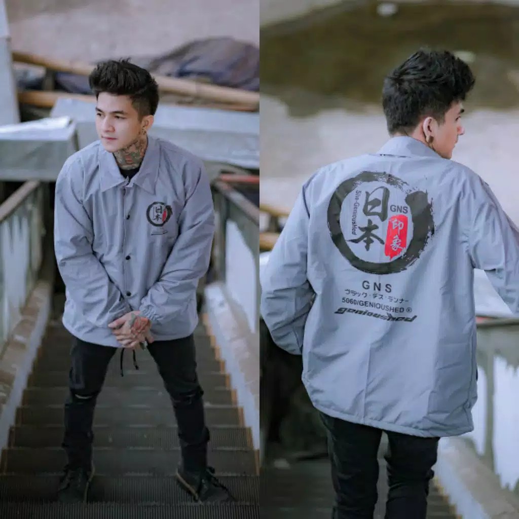 Coach Jacket-Jacket Coach Salvio Hexia-Jaket Murah-Jaket Pria-Jaket Wanita-Jaket Terbaru-G11 Kanji Abu