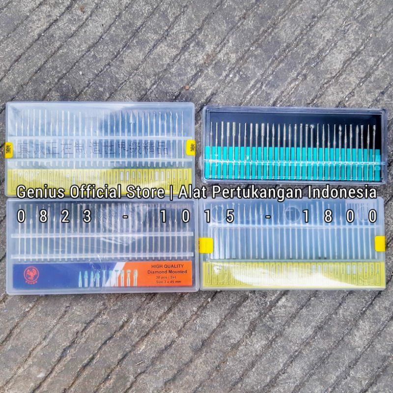 Mata Bor Mini Gerinda Intan Ukir 1set isi 30pcs - Grinder Tuner Diamond Mounted Point