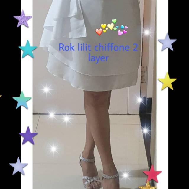Rok lilit Chiffone double layer warna putih
