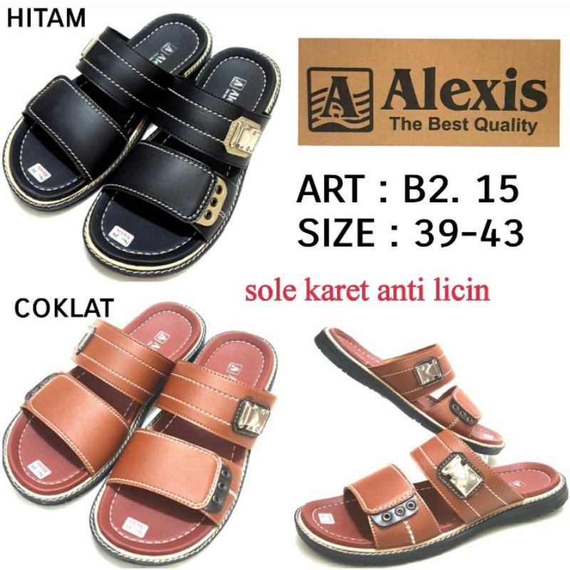 TERBARU SANDAL SELOP PRIA ALEXIS B2.15 WARNA HITAM DAN COKLAT SOL KARET ANTI LICIN HARGA TERMURAH