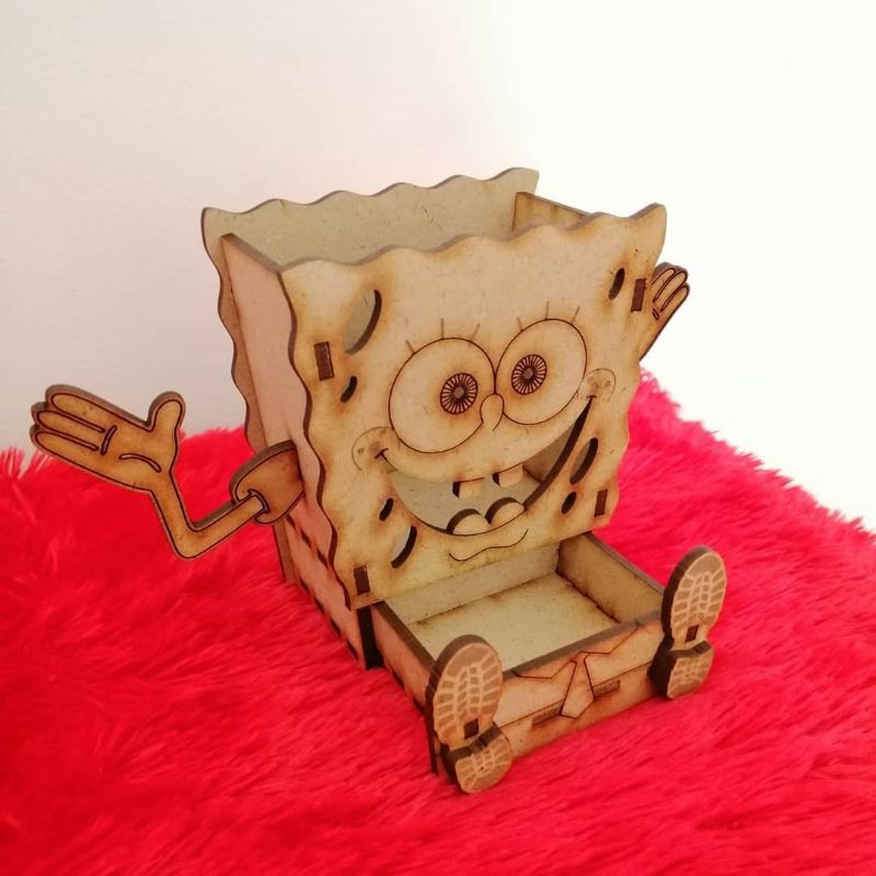 

Puzzle Tempat Pensil Kayu Spongebob Lucu. Ada laci kecil nya lho...MDF 3 mm