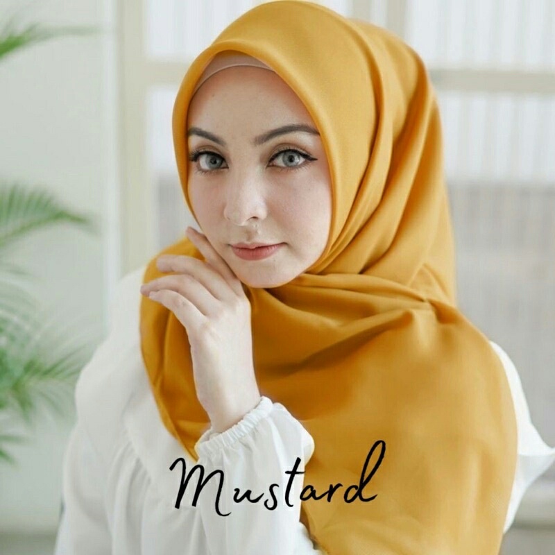 Kerudung segi empat noura collection warna mustard berkualitas murah grosir 2021