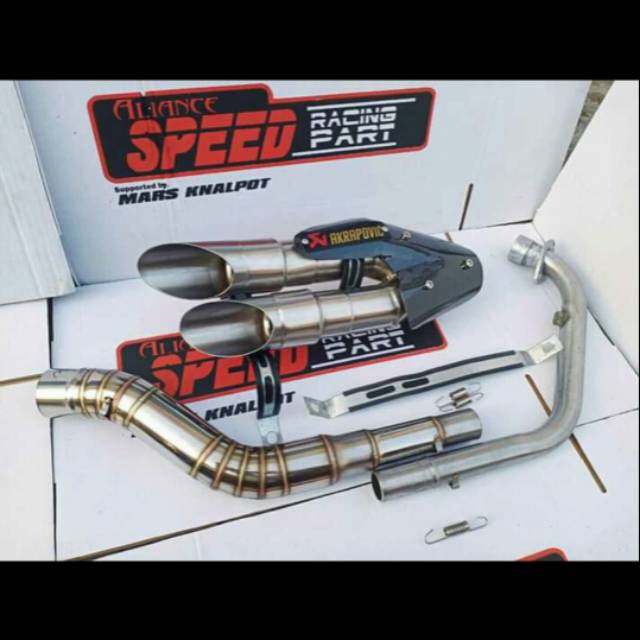 Knalpot cabang 2 tameng akrapovic Knalpot cabang akrapovic cbr 150r CB150R VIXION R15 V3 R15 V2 TIGE