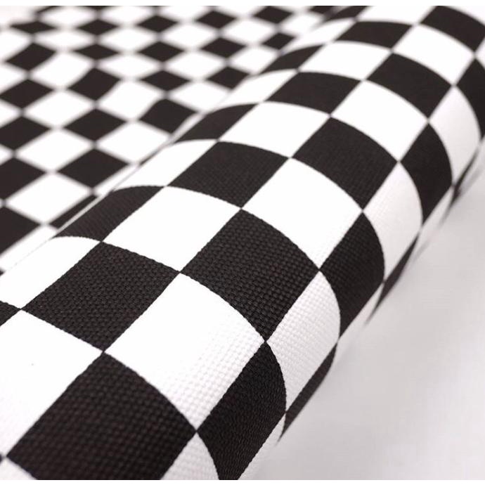 +++++] Kain Kanvas catur canvas meteran motif hitam putih checkerboard kotak