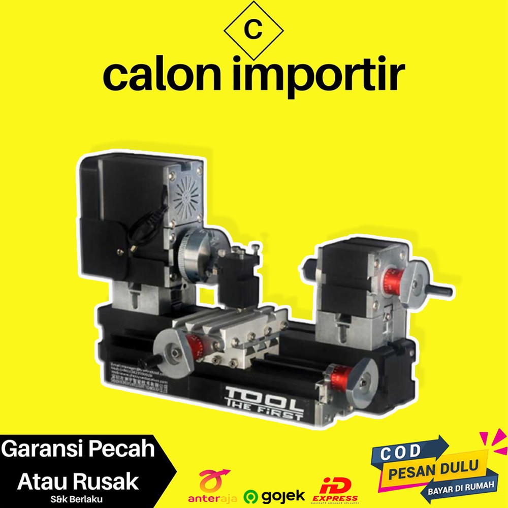 Mesin Bubut Besi Mini Alumunium Kuat Ukir Pahat Kayu Lathe Wood DIY 62W 20.000 RPM Untuk Pengrajin