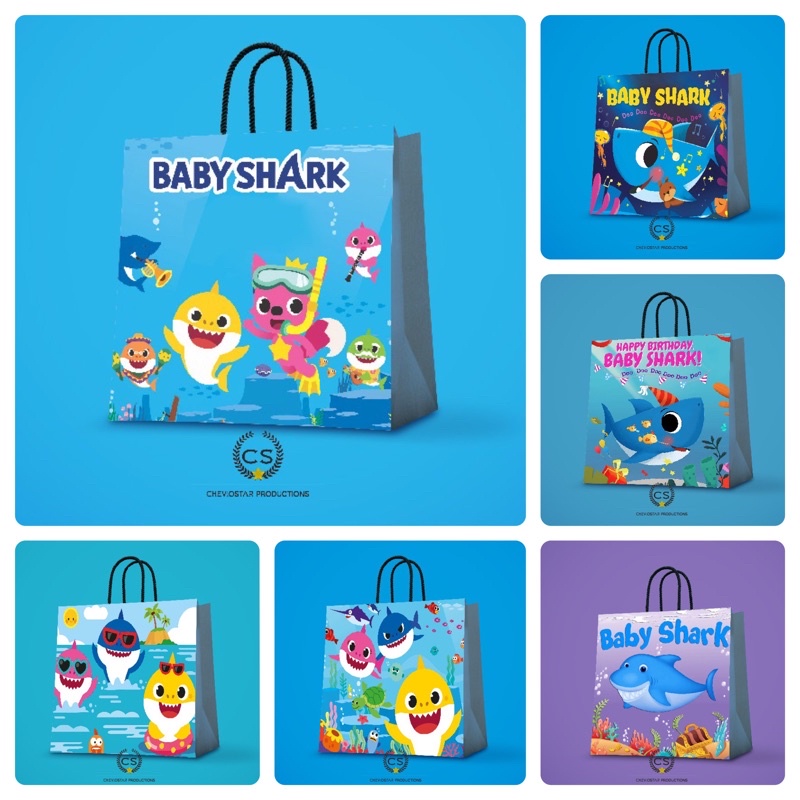 

paper bag baby shark/Paper bag kado/paper bag kertas kado/goodie bag/tas kado paper bag/paper bag kado ulang tahun/tas kertas/hampers birthday/souvenir ultah/paperbag custom/paper bag lucu/tas goodie bag/tas kado/kotak kado/kertas kado