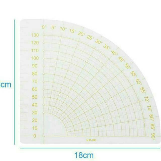 Penggaris Jahit Menjahit - Penggaris Pola Model Kipas 1/4 Lingkaran 90 Derajat KR-900