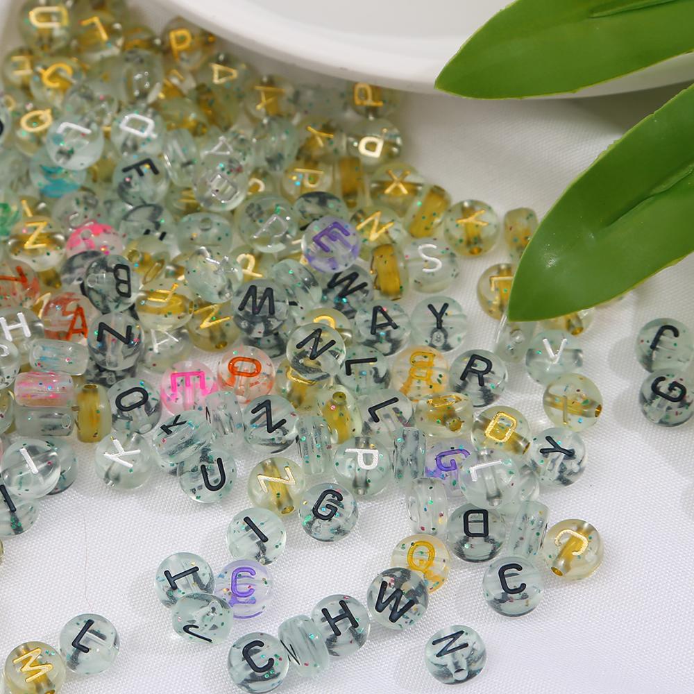 4X7 Mm Akrilik 100 Pcs/lot Transparan Bahasa Inggris Huruf Beads Alphabet Spacer Manik-manik Longgar Membuat Gelang DIY Perhiasan Aksesoris