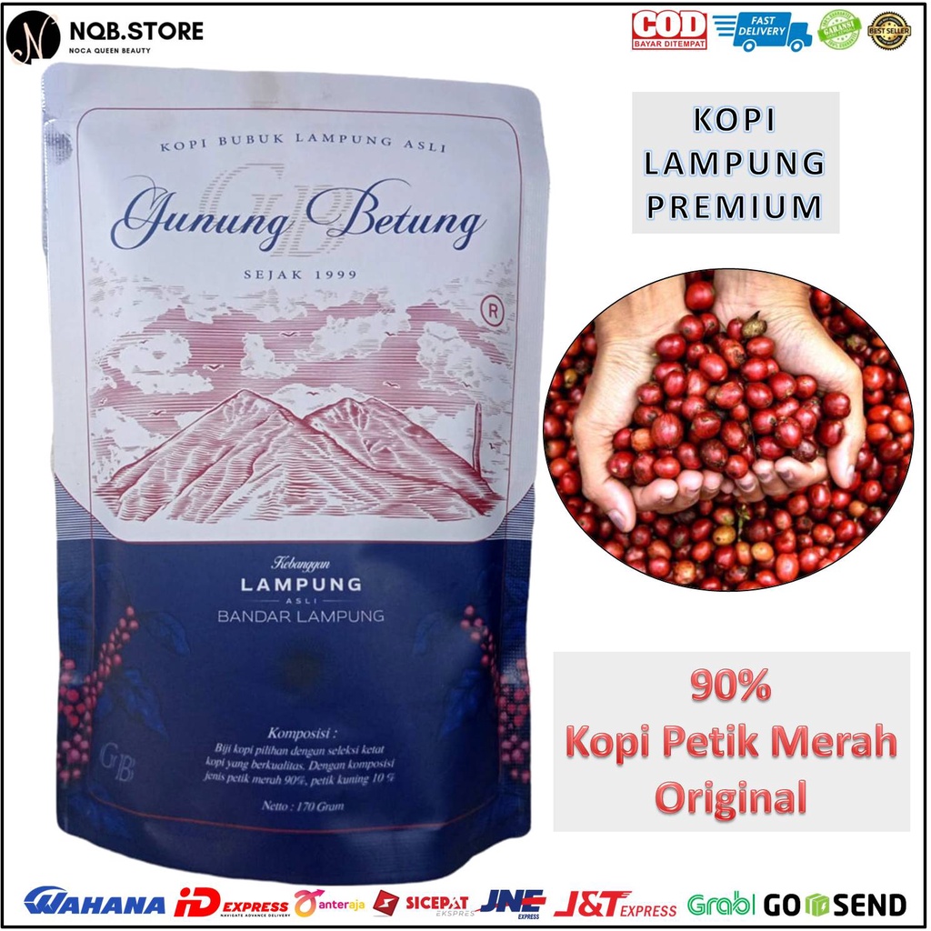 

Kopi Bubuk Lampung PREMIUM Asli Cap Gunung Betung Petik Merah A Rasman 170 Gr Original Super Ori