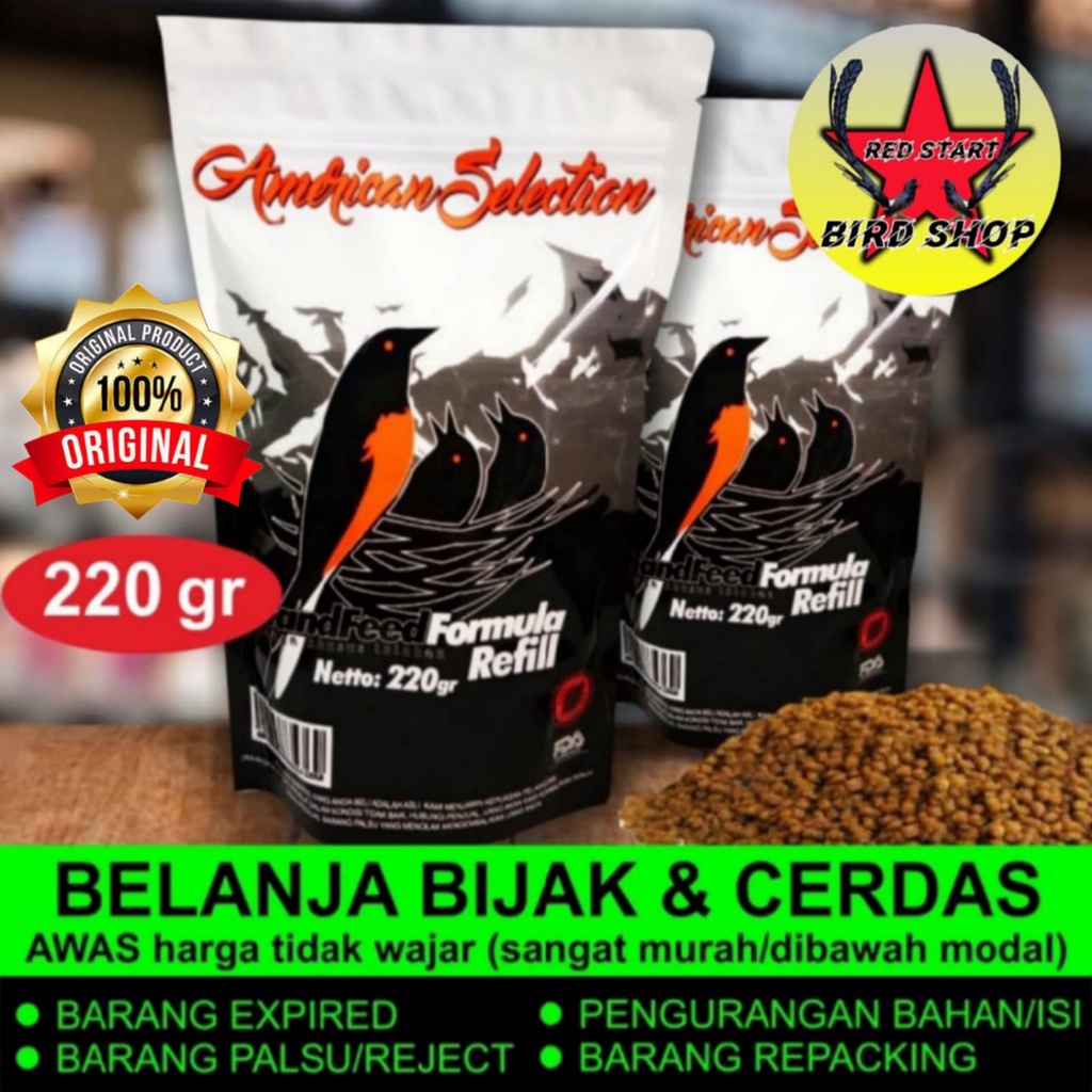 AMS PAKAN LOLOHAN AMERICAN SELECTION HF HANDFEED FORMULA 220 GRAM