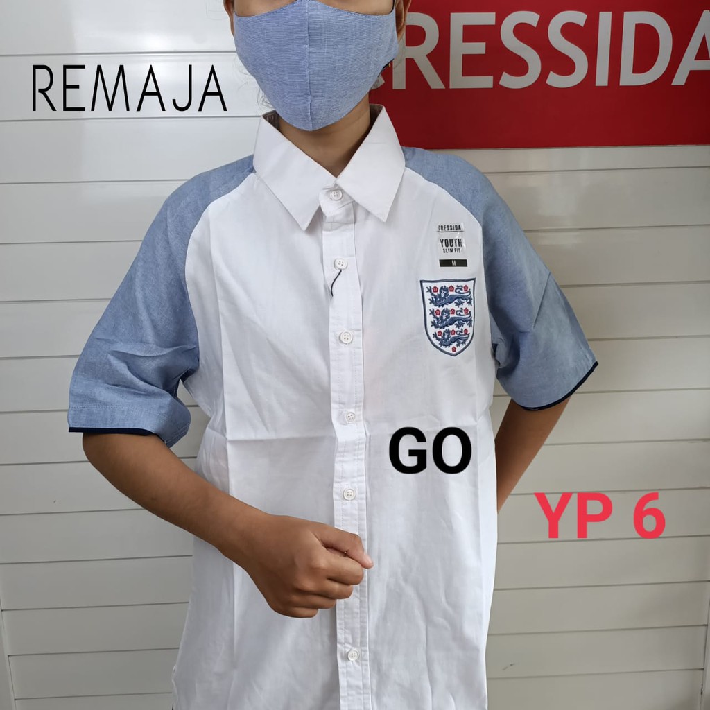 gof CRESSIDA KEMEJA YOUTH Hem Remaja ABG Atasan Kemeja Formal Lengan Pendek