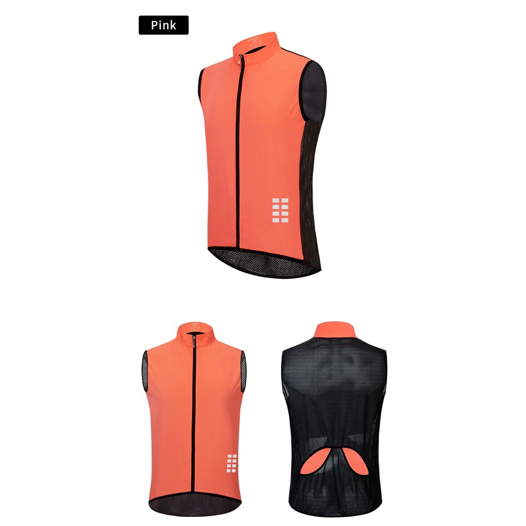 WOSAWE Rompi Sepeda jersey buntung vest windbreaker angin windstopper - PINK ORANGE