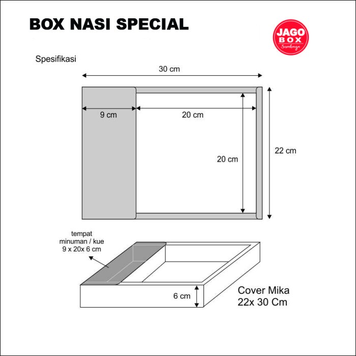 Box Nasi Special / Hantaran 22x30 cm Tutup Mika - Alas Nasi 20x20 cm