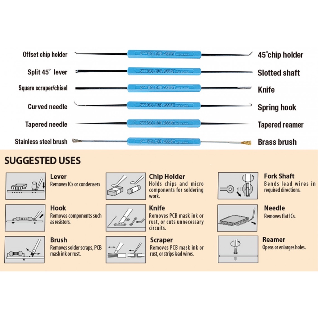 SOLDER  ASSIST SOLDERING ASSIST TOOL DOUBLE SIDE 6IN1