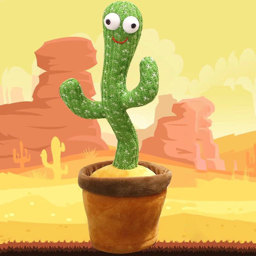 (Homyl2) Plush Stuffed Toys Dancing Cactus Shape Can Move / Rotate / Dance For Home Decoration