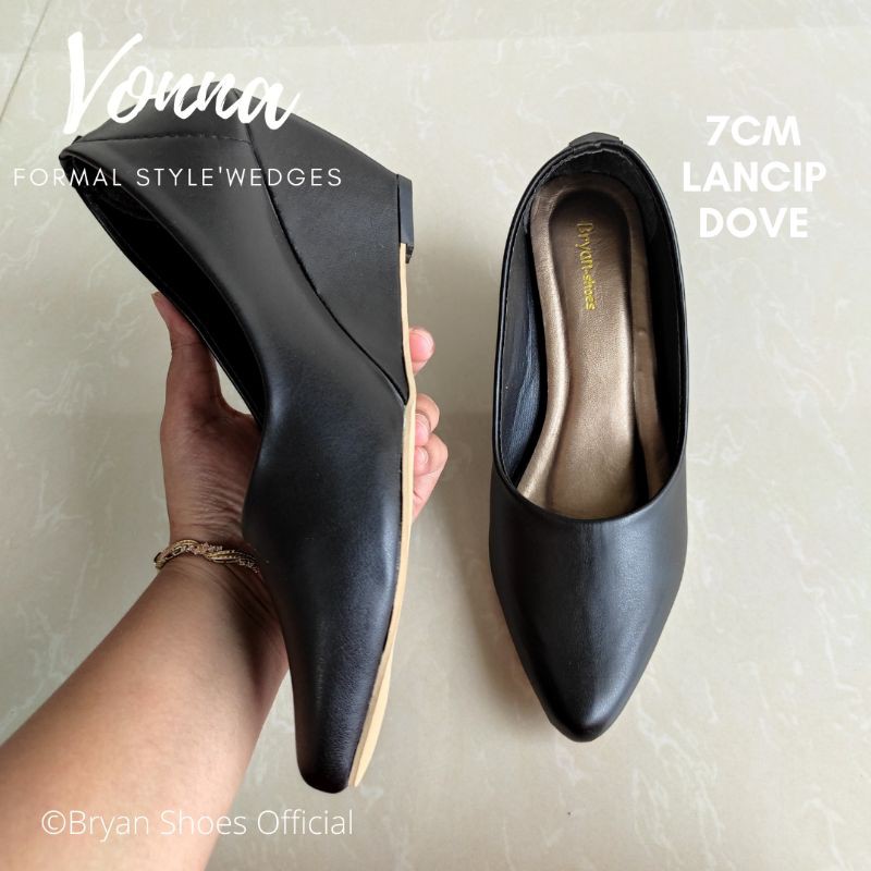 Bryan Vonna Pantofel Wedges 7cm 3cm Dove Formal Kantor Non-kilap 36-41 42 43 Jumbo Oversize Bigsize