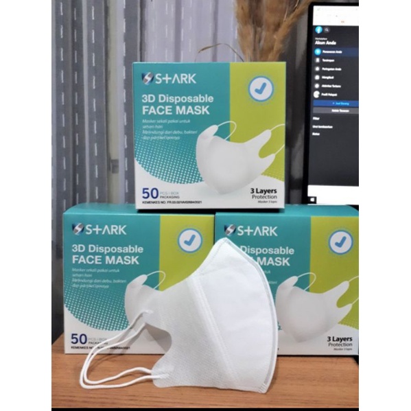 Masker duckbill 3 ply hitam putih isi 50 pcs/ disposable face mask stark murah