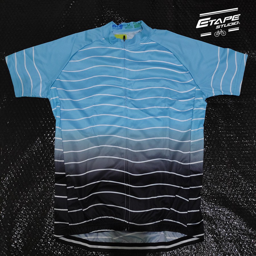 Jersey Road Bike Blue Black Wave Baju Sepeda MTB SELI