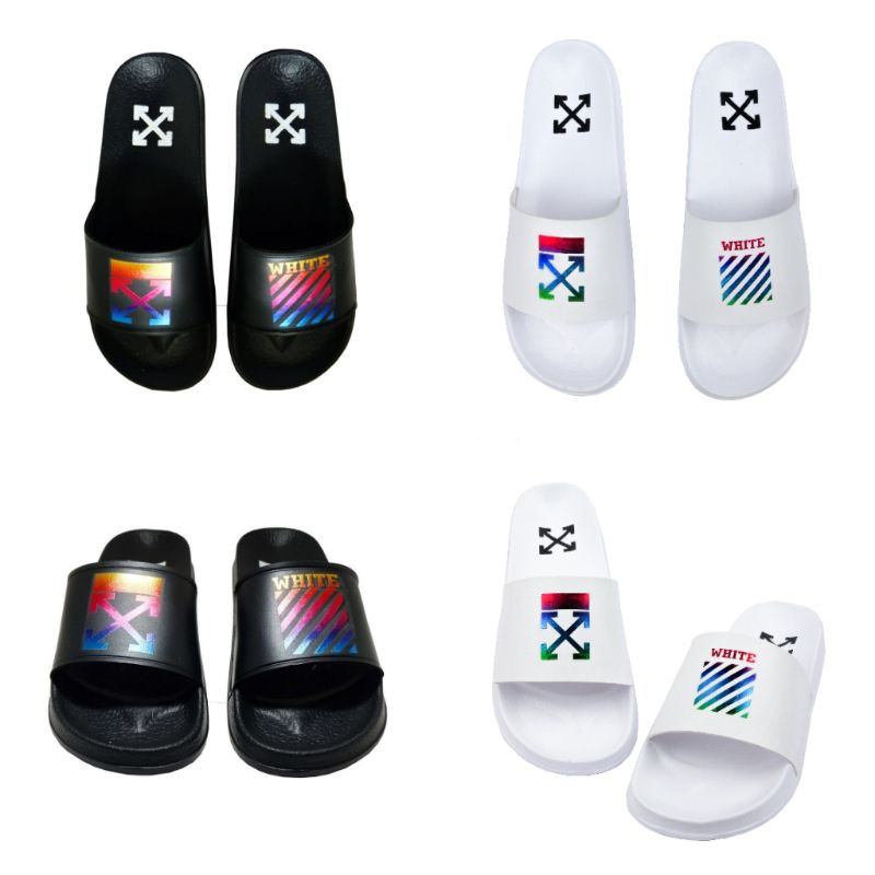 SANDAL SLOP HYPERBEAST OFF WHITE FULL PRINT GRADE 100% ORIGINAL MATRIAL / SANDAL PRIA