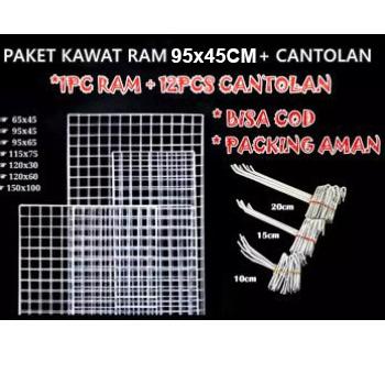 Kawat Ram 95 X 45 Cm 3Mm - Rak Display Aksesoris Hp - Rak Gantung Putih