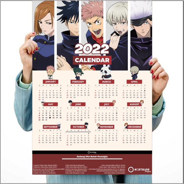Poster Anime Terlengkap A3 - Kalender Anime 2022 Kimetsu no Yaiba Demon Slayer Tokyo Revengers Genshin Impact Haikyuu Jujutsu Kaisen-Jujutsu Kaisen