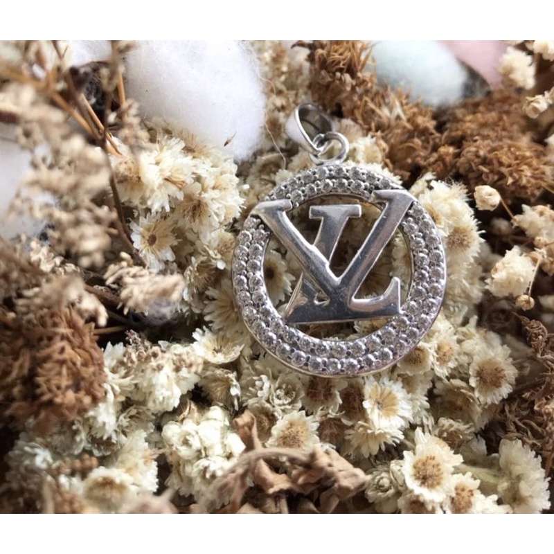 Liontin Perak 925 Asli Motif LV Bulat