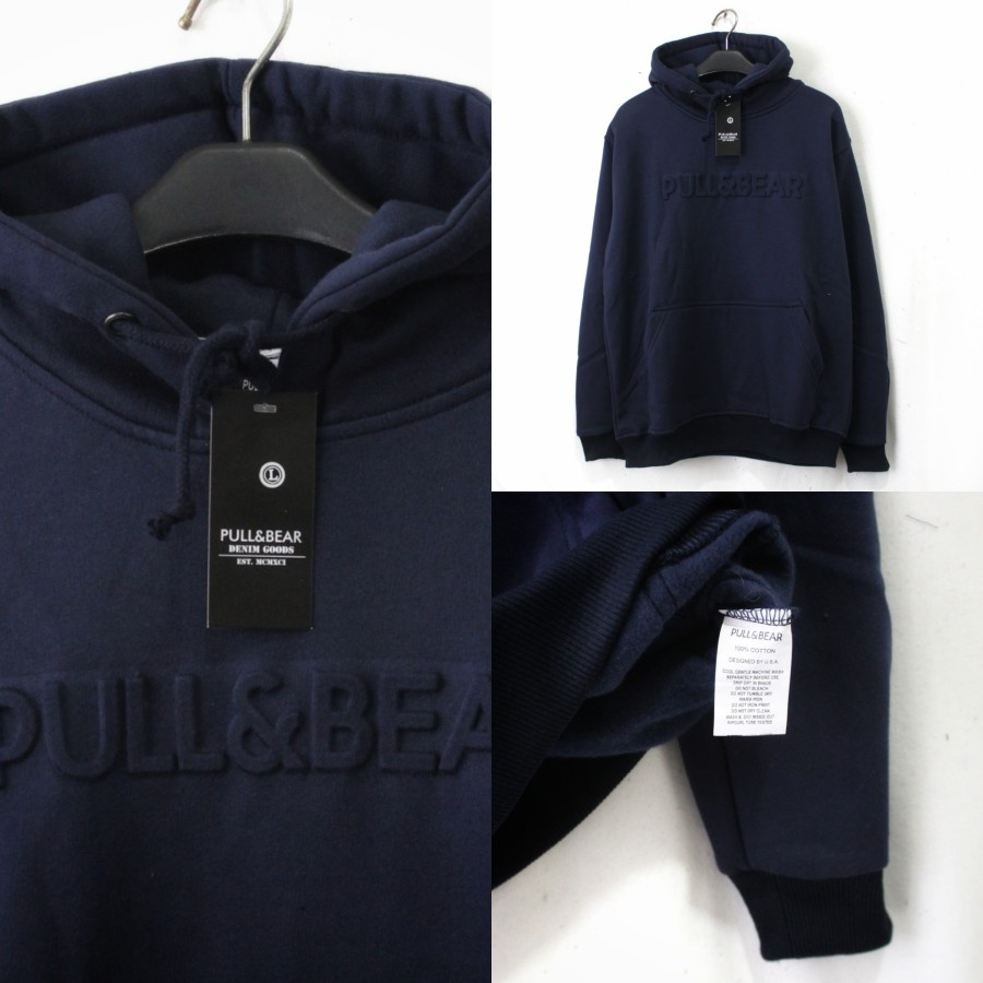 Hoodie Pull and Bear Cream / Hoodie Embos Pull&amp;bear Pria Wanita Pull Tag Terlaris / HD Pull and Bear Logo Timbul