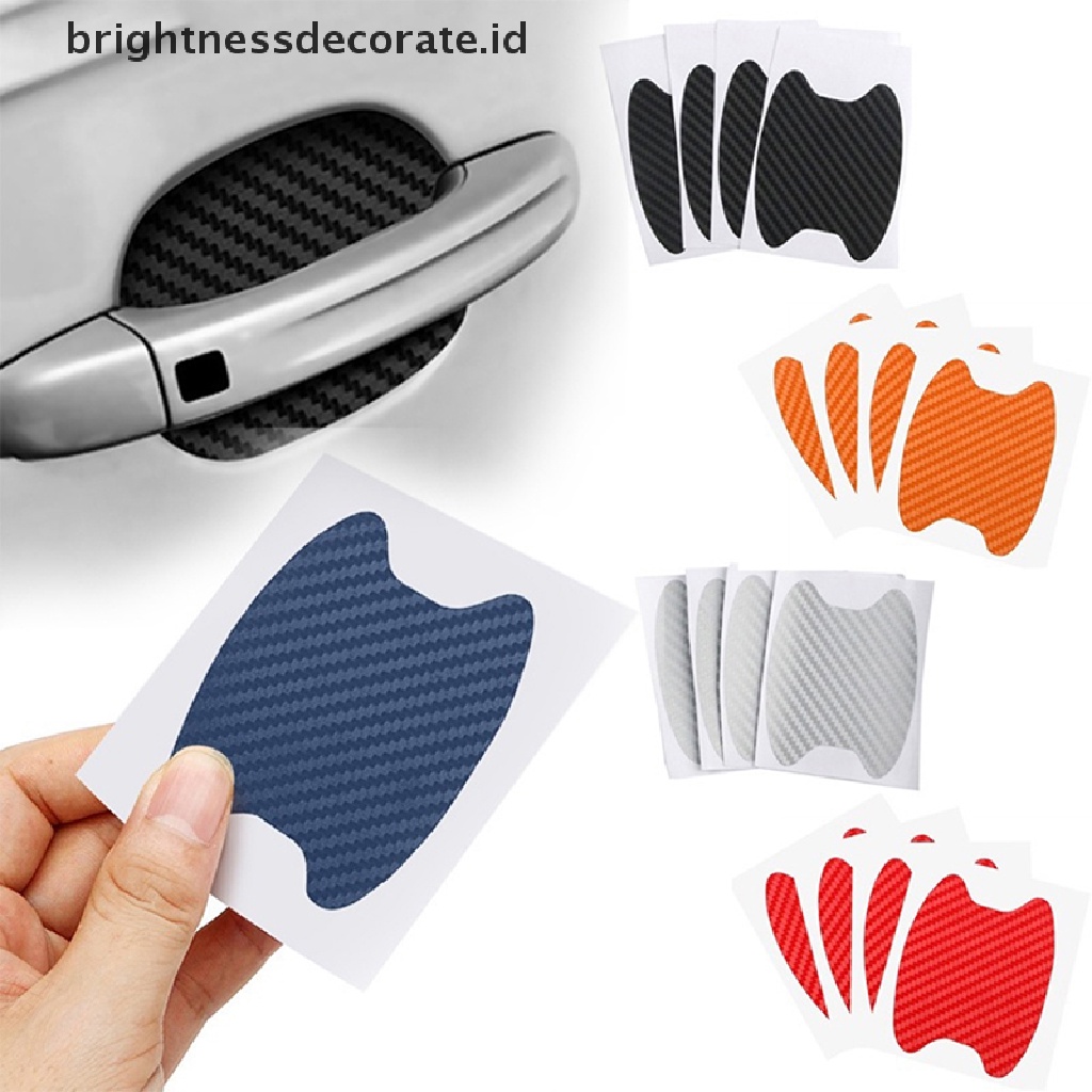 4pcs / set Film Pelindung Gagang Pintu Mobil Bahan Carbon Fiber Anti Gores