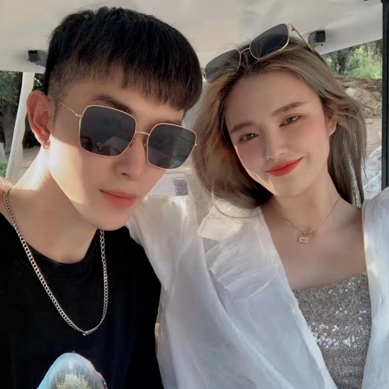 Papaozhu Trendi Bingkai Persegi Besar Kacamata Hitam Untuk Wanita Pria Perlindungan UV400 Over Sized Shades Fashion Liburan Mengemudi Kacamata