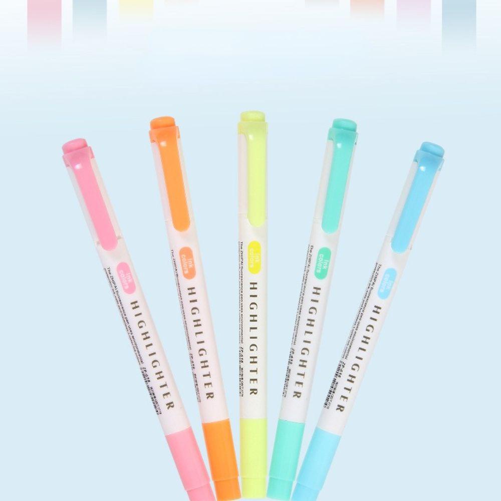 Mxbeauty Pen Neon 5warna/kotak Vintage Penanda Titik Stationary Mahasiswa Pasokan Seni Kepala Ganda Pena Grafiti