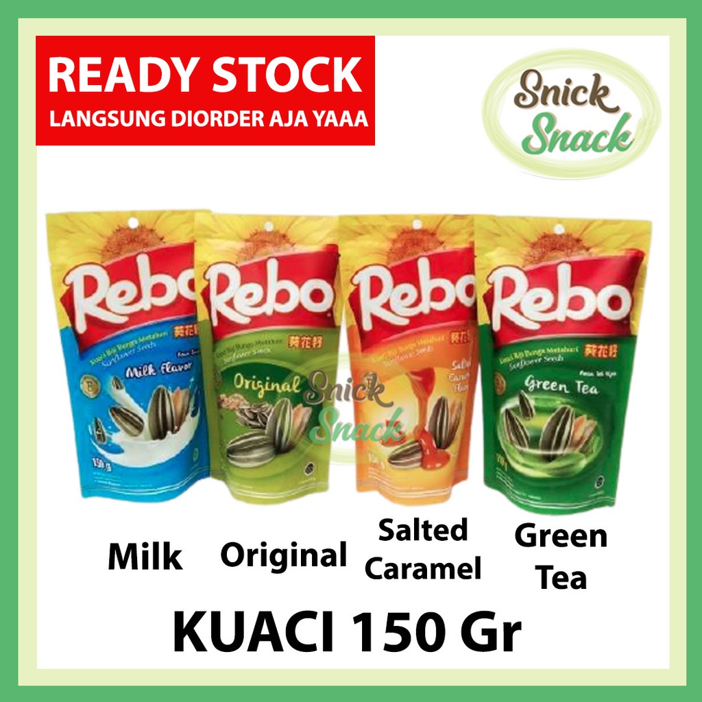 

Rebo Kuaci 150 gr Original Milk Salted Caramel Green Tea Kwaci Biji Bunga Matahari