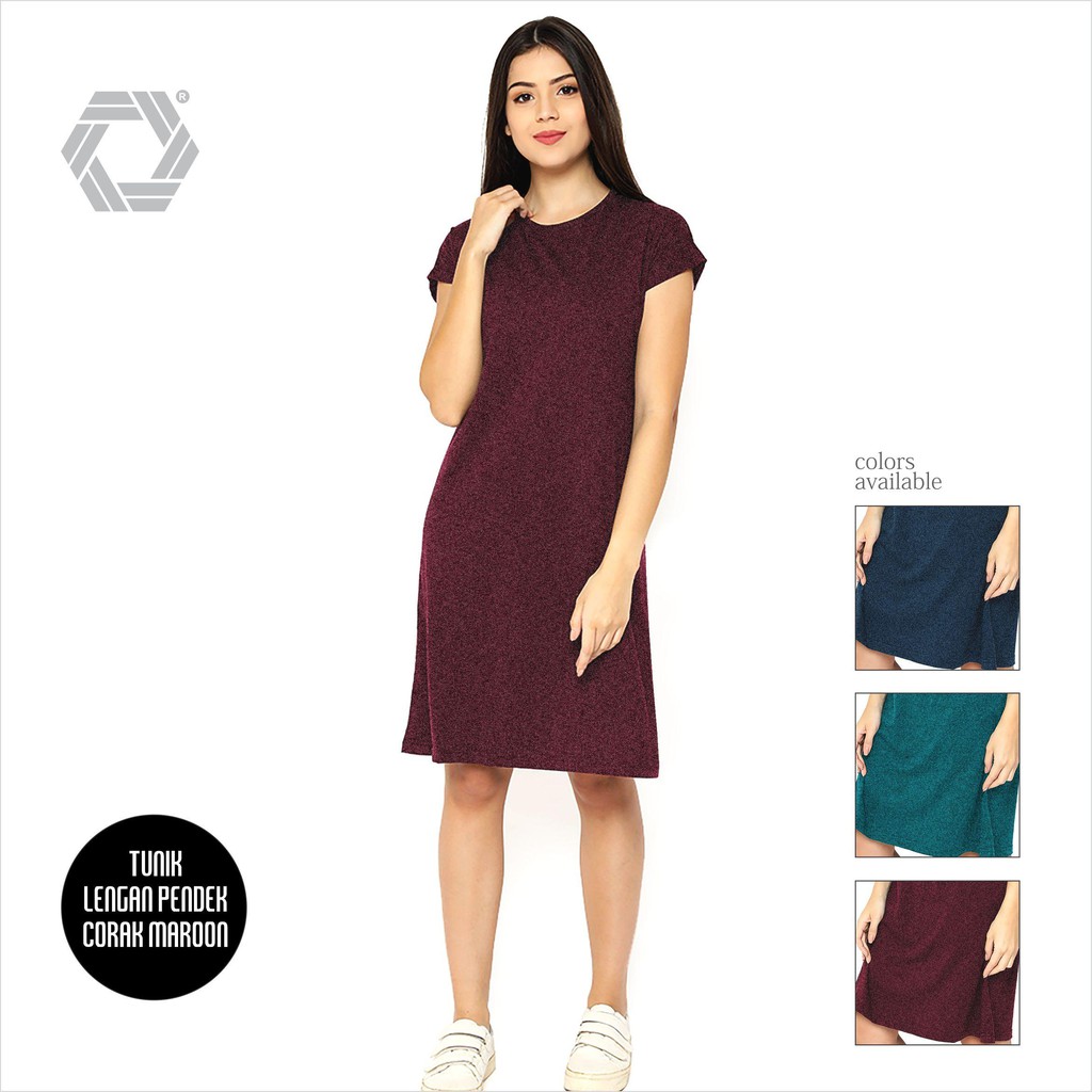 Eclipt Tunik  Kaos Dress Wanita Polos Lengan Pendek Threetone
