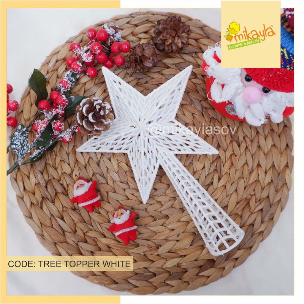 DEKORASI NATAL/TREE TOPPER WHITE/AKSESORIS NATAL/ HIASAN NATAL MURAH/ GROSIR HIASAN NATAL