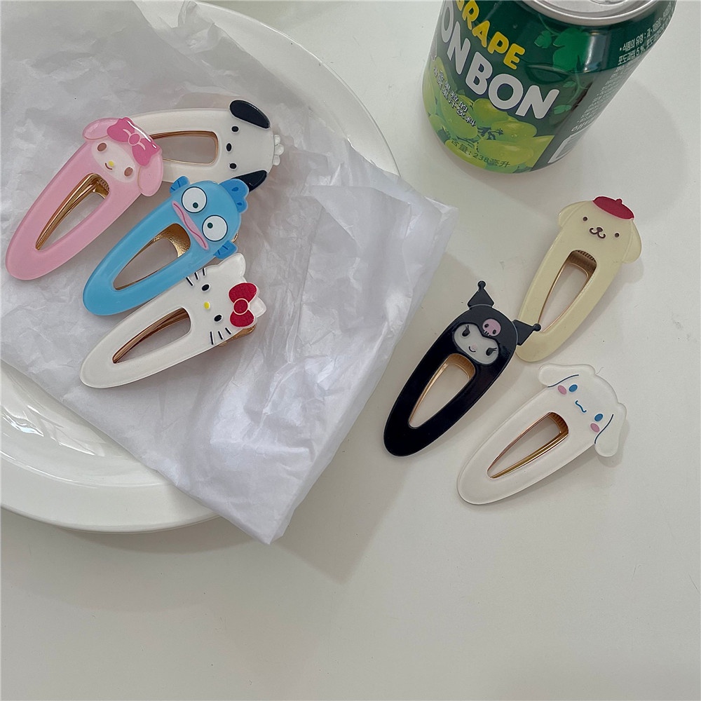 2pcs Jepit Rambut Poni Samping Bahan Akrilik Motif Kartun Hewan Gaya Korea Untuk Wanita