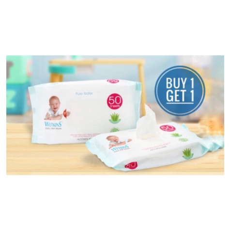 TISU BASAH BAYI TISSUE BABY WETKINS WET WIPES BUY 1 GET 1