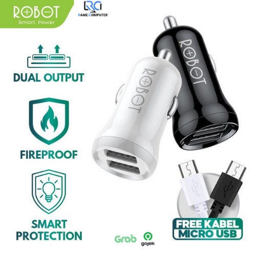 Car Charger Mobil Fast Charging Robot RT-C07 RTC07 2.4A - Putih