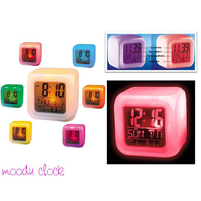 Jam Moody Kubus Berubah 7 Warna Moody Clock Grosir Ecer .