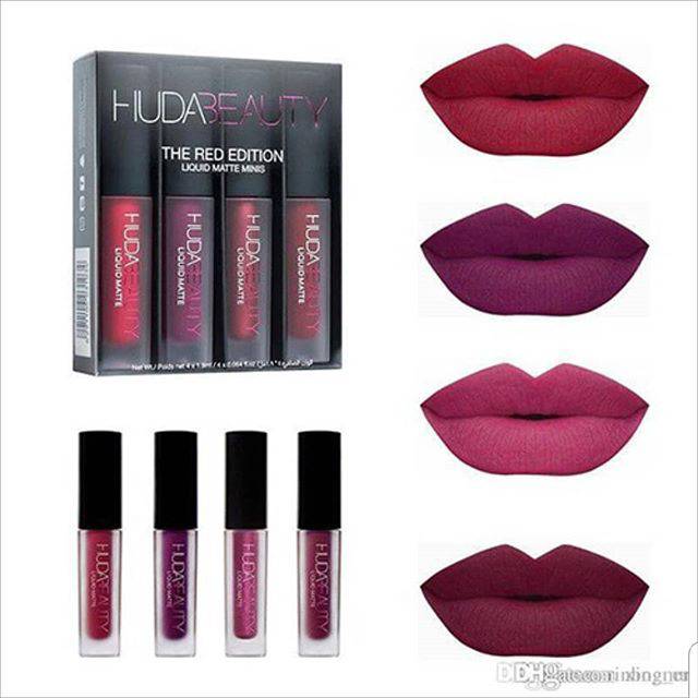 Huda Beauty Mini Matte Liquid Lipstick Set Of 4 Shopee Indonesia Lipstik elegant beauty liquid matte