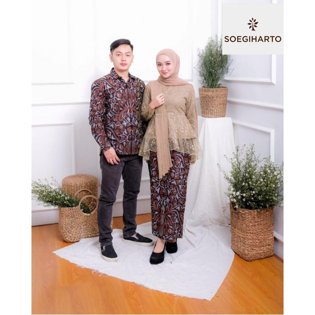 Couple Batik Bruklat 3d //set Couple Amalia Brown // Soegiharto.grosir